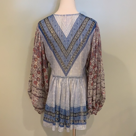 Free People Sheer Boho Balloon Sleeve Top - Picture 8 of 8
